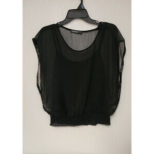 Sakura round Neck  black night  blouse tunic Tops Blouse Pullover  Women Size M